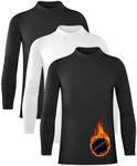 Rolimaka 3 Pack Boys' Girls' Thermal Compression Shirt Crew Neck Fleece Lined Base Layer Top Youth Long Sleeve Athletic Soccer Baseball Undershirt S