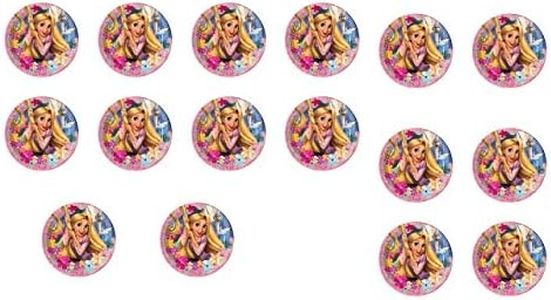ALMACENESADAN 1089; paquete de 16 platos de cartón Princesas; rapunzel; ideal para fiestas y cumpleaños. dimensiones 23cm