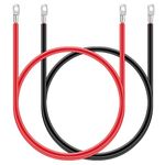 Jtron 8 Gauge Copper Cables Wires Black+Red 1.64 ft Welding Battery Pure Copper Cables Wires Flexible Water Resistant Car Battery Cable Copper Wire with 4 Marine Battery Lugs for Car Truck (8AWG)