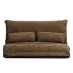 Giantex Adjustable Floor Sofa Couch with 2 Pillows, Multi-Functional 6-Position Foldable Lazy Sofa Sleeper Bed, Multi-Functional Suede Floor Seating Sofa for Reading Gaming (Coffee)