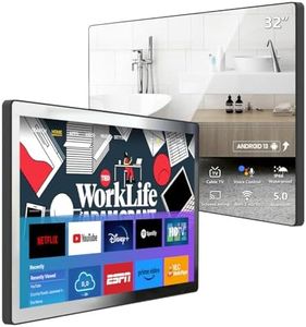 Leotachi 32 inch IP66 Waterproof Android 13 Smart Mirror TV for Bathroom and Bedroom - 4K UHD, Digital Mirror Built-in Voice Assistant, ATSC Tuner, Bluetooth, WiFi, HDMI