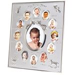 Happy Homewares Beautiful My First Year Matt and Nickel Plated Decorative Multi Picture Frame| Lovely New Baby Gift Idea