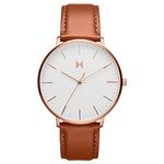 MVMT Legacy Slim | 42 MM Men's Analog Watch, Tan Brown / Rose Gold,