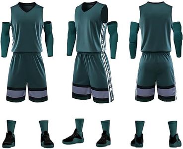 Custom Basketball Jerseys Any Name Number Team Logo -Moisture Wicking- Basketball Jerseys for Men Boys Kids Adult in (Green)