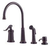 Pfister LG264YPY Ashfield 1-Handle Kitchen Faucet with Side Spray & Soap Dispenser, Tuscan Bronze, 1.8 gpm