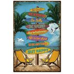 GLOBLELAND Vintage Metal Tin Sign Retro Beach Metal Wall Decor Decorative Tin Sign Funny Art Plaque Poster 8×12inch/20x30cm for Home Kitchen Bar Club Decoration