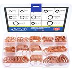 Glarks 300Pcs 12 Size Metric Flat Ring Copper Sealing Washers Assortment Set