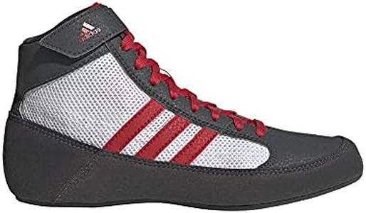 adidas Kids' HVC Wrestling Shoe, Grey/White/Red, 5