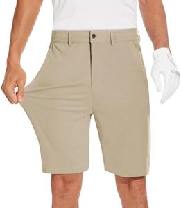 JWM Mens 7"/9" Stretch Golf Shorts - Lightweight Hybrid Casual Dress Work Flat Front Shorts with 5 Pockets Quick Dry UPF50 Khaki