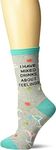 K. Bell Socks womens Fun Happy Hour Funny Novelty Crew Socks, Gray (Mixed Drinks), Shoe Size: 4-10