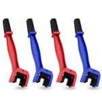 4PCS Brush Chain Motorcycle Bike Brush Cleaning Cycle Gears Maintenance 3 Sided Bristles Cleaning Brush for Bike Motorcycle Chain (Blue and Red)