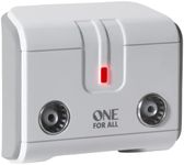 One For All Signal Booster/Splitter for TV - 2 Outputs (14x amplified) - Plug and Play - For interference free reception - Full HD compatible - white - SV9602