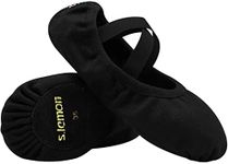 s.lemon Ballet Shoe, Girls Elastic Ballet Slippers Stretch Canvas Dance Shoes for Kids Adult Black 34