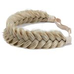 TOECWEGR Synthetic Hair Braided Headband Classic Wide Strands Wedding Disorderly Fluffy Braids Wig Band Women Beauty Accessory