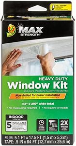 Duck MAX Strength Window Insulation Kit, Winter Window Seal Kit Fits up to 5 Windows, Heavy Duty Shrink Film Cuts to Size for Easy Indoor Installation, Window Tape Included,62 In. x 210 In., Clear