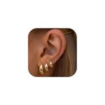 Chriscoco 3Pairs Gold Hoop Earrings Set for Women Chunky Gold Hoop Earrings 14K Gold Filled Hypoallergenic Small Huggie Hoop Earrings