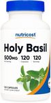 Nutricost Holy Basil Capsules 500mg, 120 Veggie Capsules - Gluten Free, Non-GMO