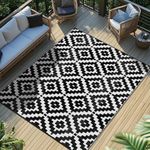 Favoyard Outdoor Rug 5x8 ft Waterproof Reversible Patio Plastic Straw Rugs for Decor Clearance Outside Large RV Camping Area Carpet Mat for Porch Deck Balcony Pool Backyard Picnic Beach Camper Door