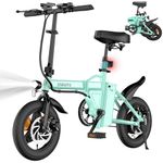 Eskute F100 Electric Folding Bike, 14" Electric Commuter Bicycle 36V 9Ah Battery, Range 35 Miles, Mini Folding Ebike with Phone Holder & USB Charging Port, LCD Display, Foldable Ebike for Teens/Adults