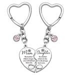 HULALA 2 Pcs Mother Daughter Heart Matching Keyring Keychain Set Gifts For Mum Mothers Day Birthday Christmas Presents From Daughter