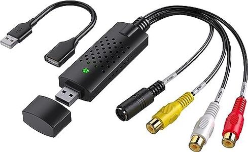 Video Capture Card,USB Video Capture Device,Convert VHS to Digital from VHS Mini DV VCR Hi8 DVD to Digital Converter for PC TV Laptop,PAL/NTSC Compatible with Windows Vista MAC