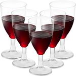 JoyServe Bulk 7 oz Plastic Disposable Wine Glasses - (Pack of 24) Clear BPA-Free Plastic Wine Glasses with Stem and Party Drinking Glass Cups for Parties, Weddings, Toasts, Food Samples, Catering