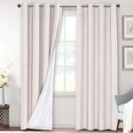 H.VERSAILTEX 100% Blackout Curtains Linen Textured Blackout Curtains for Bedroom Full Light Blocking Thermal Insulated Curtain Panels 84 Inches Long Energy Saving with White Liner, 2 Panels, Ivory