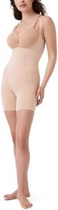 SPANX OnCore Open-Bust Mid-Thigh Bodysuit - Powerful Sculpting Body Shaper for Women, Level 3 Compression - Adjustable Straps - Petite Soft Nude - 1X