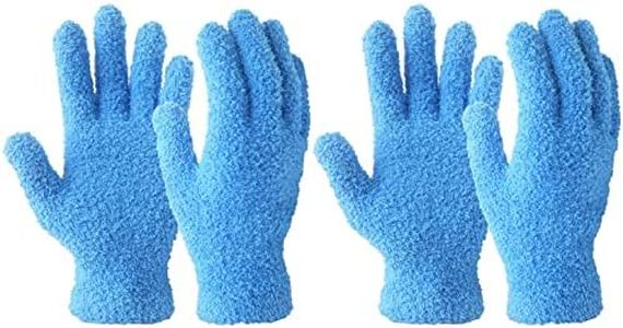 EvridWear Microfiber Auto Dusting Cleaning Gloves for Cars and Trucks, Dust Cleaning Gloves for House Cleaning, Perfect to Clean Mirrors, Lamps and Blinds (2Pairs S/M)