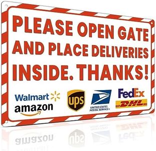 ALKB Package Delivery Sign for Outdoor Use 8x12 Inch - Please Open Gate and Place Deliveries Inside Thanks - Outdoor Signs for Home, Office, Work Use