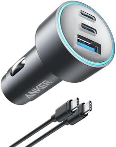 Anker USB-C Car Charger, 67W 3-Port Compact Fast Charger, 535 Car Adapter with PIQ 3.0 for iPhone 15/15 Plus/15 Pro/15 Pro Max, Galaxy S23, MacBook Pro, iPad Air, and More (USB-C to C Cable Included)