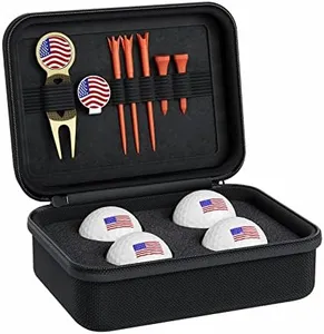 Jiskan Premium Golf Gifts for Men Golfers Unique Golf Accessories Set with Gift Box Customized Case 4 Golf Balls 5 Golf Tees Divot Tool and Magnetic Hat Clip Marker