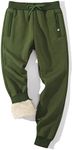 Gihuo Men's Sherpa Lined Athletic Sweatpants Winter Warm Track Pants, 01 Armygreen(ribbed Cuffs), Medium