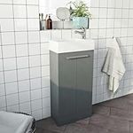 VICTORIAPLUM.COM Clarity Compact satin grey floorstanding vanity unit and basin 410mm - Grey Vanity unit, Vanity units, Bathroom furniture