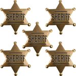 5Pcs Sheriff Badges, Metal Sheriff Badge For Kids Girls And Adult, Deputy Western Police Vest Badge, Deputy Sheriff Badge, Old West Cowboy Party Decoration Badge