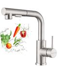 DAYONE Kitchen Taps with Pull Out Spray, Stainless Steel Kitchen Sink Taps, Two Spray Function Kitchen Mixer Tap with Pull Down Sprayer, 360° Swivel Single Lever Kitchen Faucet