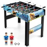 GYMAX Football Table, 37’’ Wooden Foosball Table with Removable Legs, 14 Football Players, 2 Footballs & 2 Manual Scorers, Freestanding Table Top Soccer Game for Kids Teens Adults