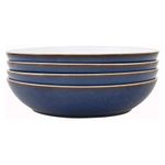 Denby - Imperial Blue Pasta Bowls Set of 4 - Dishwasher Microwave Safe Crockery 1050ml 22cm - Royal Blue, White Ceramic Stoneware Tableware - Chip & Crack Resistant