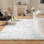 Ashler Soft Faux Sheepskin Fur Chair Couch Cover Area Rug for Bedroom Floor Sofa Living Room White Rectangle 6 x 9 Feet