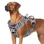 Eyein No Pull Dog Harness Large, Comfortable Heavy Duty Pet Vest Harness, Front Clip Easy Control Puppy Harness with Soft Padded Handle Reflective for Outdoor Training Walking（Camo Gray,L)