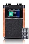 Roxel Vogue Portable DAB/DAB+ FM Radio & Wireless Speaker with Clear Sound, Alarm Snooze Function, Remote Control, USB, LCD Screen, Carrying Strap, 80 Radio Presets, Rechargeable Battery (Walnut)