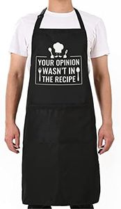 Funny Aprons for Men with 2 Pockets Adjustable Bib,Kitchen Cooking Grilling BBQ Birthday Gifts for Husband,Dad,Boyfriend, Black/Opinion