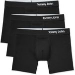 Tommy John Men’s Trunk 4" Underwear, Cool Cotton Underwear with Supportive Contour Pouch, Dry Pima Cotton Blend Soft Breathable Waistband Mens Cotton Boxer Briefs (Black, XXL)