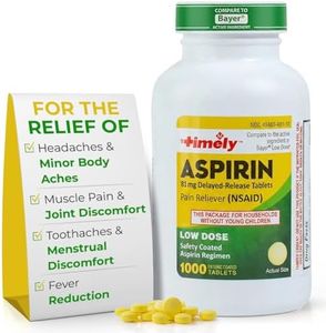 TIME-Cap Labs 1000 Tablets Low Dose Aspirin 81mg Enteric Coated - NSAID Pain Reliever & Fever Reducer for Adults, Helps with Minor Aches, Headaches, Muscle Pain, Toothaches, and Joint Discomfort