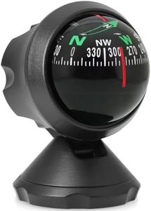 Compass for Car Dashboard Mount Car Compass Adjustable Angle Portable ABS Guide Ball Vehicle Interior Decoration Automotive Travel Accessories Black