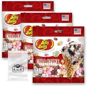 Jelly Belly Cold Stone Ice Cream Parlor Mix Flavored Jelly Beans- Dessert Bundle - 3 Pack- 3.1 oz each, Indulgent Candy Variety for Ice Cream Lovers and Sweet Tooth Satisfaction with 1 R.U.S. Candy Company pocket size travel bag (Cold Stone)