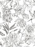 Vintage Black and White Floral Shelf Liner Contact Paper Butterfly Birds Peel and Stick Sketch Floral Wallpaper Removable for Walls Shelves Cabinets Dresser Drawer Door Decal 17.7X117 Inches