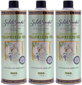 Cold Pressed Grapeseed Oil by Salute Sante! High Temperature Cooking, Healthy Grape Seed Oil, Non-GMO and Kosher for Salad Dressings, Marinades and Dips, Vegan, 500 Milliliter, 3 Pack