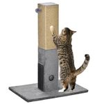 PawHut Cat Tree Scratching Post for Indoor Cats 79cm Jute Scratcher Climber w/Carpet Base Dangling Toy – Grey