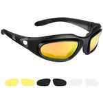 KEMIMOTO Polarized Motorcycle Glasses, Riding Goggles with 4 Lens Kit for Outdoor Activities